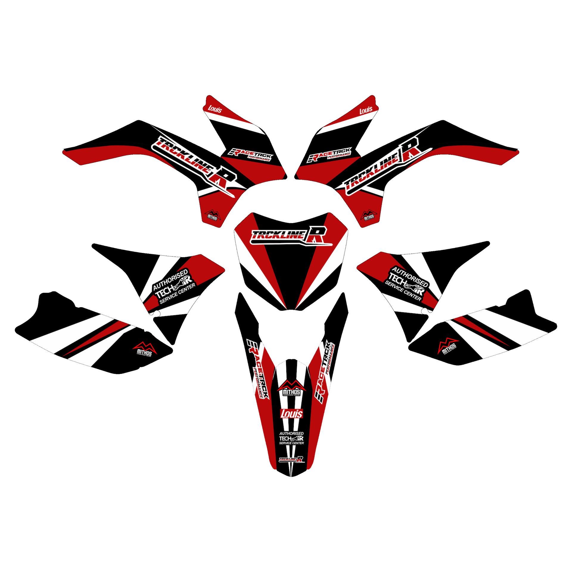 Trckline R - yx160ccm 6 Trckline R yx160ccm Dekor Grafik Kit rot schwarz Benzin Pitbike